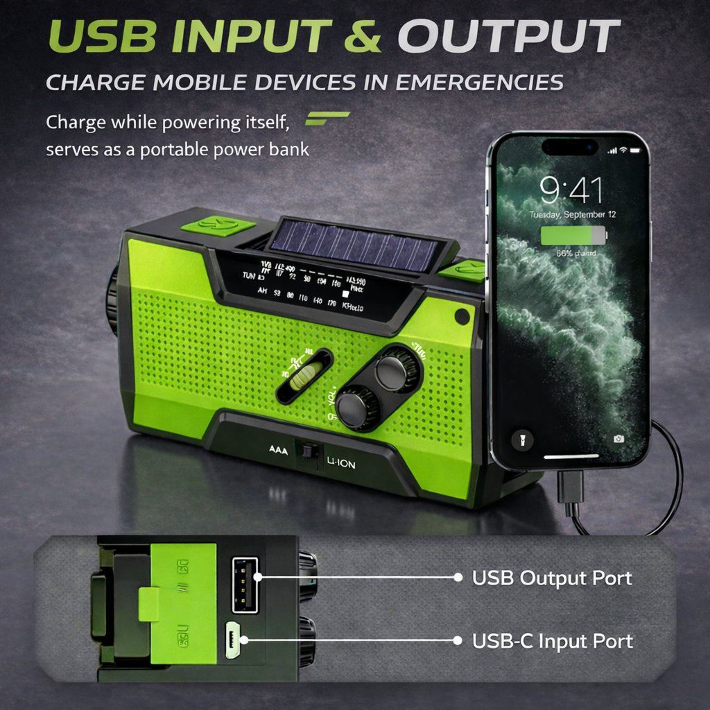 🔋 Solar Hand Crank Emergency Radio - Be Prepared, Not Scared🔥