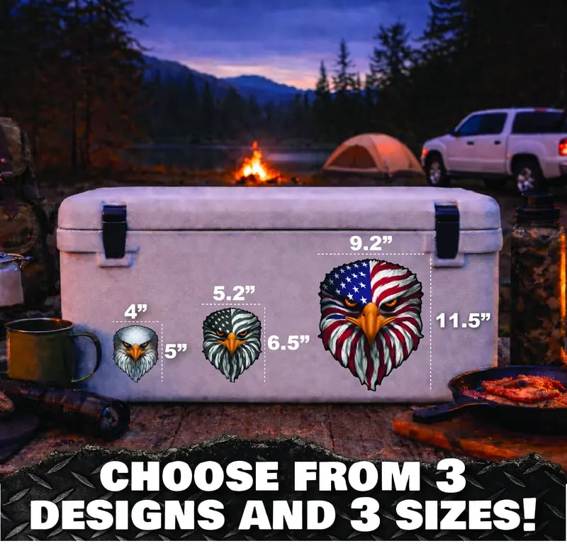 (🎁Last Day 49% OFF)🦅Reflective Eyes Eagle Decal – Patriotic USA Flag Vinyl Sticker for Trucks, Cars, Coolers, Laptops – Waterproof & Fade-Resistant