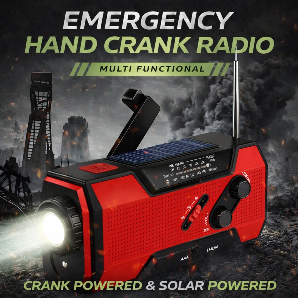🔋 Solar Hand Crank Emergency Radio - Be Prepared, Not Scared🔥