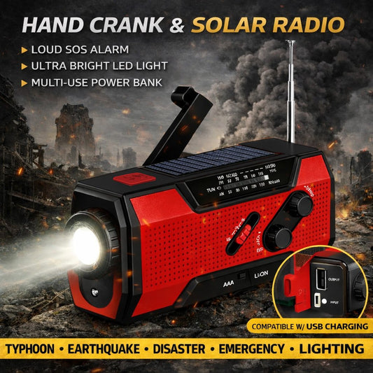 🔋 Solar Hand Crank Emergency Radio - Be Prepared, Not Scared🔥
